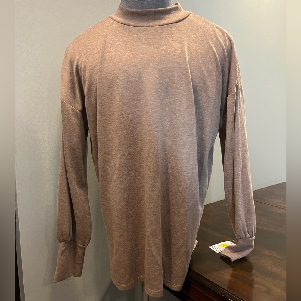 NWT Large Ophelia Roe High Neck Brown Sweater